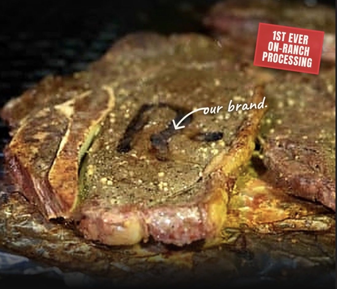 Grilled steak marked with the R- brand